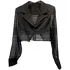 Women's Jackets Absgd 2023 Summer Collection Long Sleeve Mesh Patchwork Shoulder Pads Sunscreen Slim Blazer Women Short Jacket