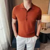 Polo Masculino Plus Size 4XL-M Summer Short Sleeve Knit Polo Shirts For Men Clothing 2023 Business Solid Slim Fit Casual Tee Shirt Homme Sale