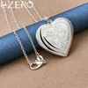 Collar de plata de ley 925 para mujer y hombre, cadena de 1830 pulgadas, marco de fotos, colgante de corazón, abalorio, joyería de moda para fiesta de boda, regalos L230704