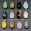 Pendant Necklaces 10pcs Easter 30MM Egg Statue Carved Decoration Quartz Healing Crystal Semi-precious Stone Charms Jewelry Making