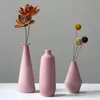 Vases VILEAD Nordic Ceramic Vases Pastoral Style Pink Frosted Plant Ware Home Decor Dried Flowers Art Living Room Tabletop Decoration 230804