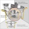 Plates Chafing Dish Buffet Set 2 Pack Round Stainless Steel Foldable Chafers And Warmers Sets 5 QT Full Size W/Water Pan P