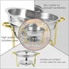 Assiettes Chafing Dish Buffet Set 2 Pack Ronds En Acier Inoxydable Pliable Chafers Et Réchauds Ensembles 5 QT Pleine Grandeur W / Bac À Eau P