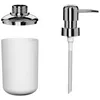 Bath Accessory Set 8 Pcs Plastic Bathroom Toilet Brush Accessories With Toothbrush Holder Cup(Grey&White)
