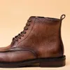 Stivali da lavoro per la caviglia vera da uomo vera pelle vera pelle elegante designer in stile britannico scarpe sociali b.