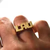 Bröllopsringar Personlig hiphopnamn Ringåret unisex Rose Gold Plated Custom Number Word Ring Lovely Fashion Gift for Men Women 230804