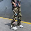 Męskie spodnie High Street Camuflage dżinsy męskie haftowane łatki męska marka streetwearu mody American Hip Hop proste Casual Cargo Pants 230804