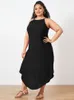 Plus Size Dresses 5XL VONDA 2023 Summer Sleeveless Backless Maxi Dress Women Bohemian Party Beach Sundress Casual Halter Long Robe