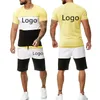 Agasalhos masculinos com logotipo personalizado shorts de manga curta para esportes casuais 2 peças camisa publicitária personalizável com gola redonda camiseta terno