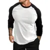 Men's T Shirts T-shirts Cotton Long Sleeve O-neck Pactwork Casual For Men Contrast Color Autumn Designer Tees Oversize Tops