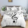 Set di biancheria da letto Nota musicale Punteggio Music Boy Kids Durex Quilt 3Pcs Twin King Full Size Copripiumino Copriletto 200x200 240x220