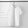 Minglu Solid Color Mens Shirts Plus Size 4XL Five Star Embroidery Short Sleeve Mens Dress Shirts Fashion Slim Casual Man Shirts
