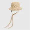 designer bucket hat Reversible Letter Wide Brim Hats fisherman g bonnets with Lanyard travelling beach caps men women casquette windbreak ball cap