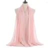 Sjaals Effen Kleur Chiffon Parel Diamant Sjaal Vrouwen Moslim Dame Tas Hoofddoek Sluier