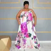 Plus Size Dresses WUHE Women Leopard Floral Printed Spaghetti Strap Ruffles Hem Big Swing Maxi Long Dress Vestidos 2023 Sexy