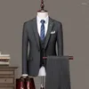 Men's Suits Men (suit Waistcoat And Trousers) Casual Business Formal Dress Fashion Trend Slim Fit Handsome Groom Wedding Three-piece S