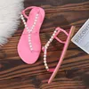 String Summer Pearl 500 Clip-Toe Flat Sandals Plus Size 43 Trendy Beach Różowe buty Slip-on 230807 205