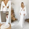 Moderne Plage Sirène Robes De Mariée Simple Crêpe Tache Sexy Cutside Bohème Vacances D'été Grec Robe De Mariée Rue De Seine244z