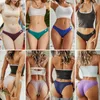 Sexiga bomullsbilder för kvinnor V-Waist G-String Thongs Solid Color Kvinnliga underkläder Lågökning Brasilianska trosor Underkläder 4st/Set L230626