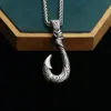 Pendant Necklaces 10pcs Vintage Design Viking Engraved J Shape Anchor Fish Hook