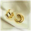 Boucles d'oreilles étalon pour les femmes Solid S925 Cercle Circle Jaune Vintage Multi-couche Brincos Fine bijoux Accessoires