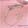 Tapissries 10/15/20st Hjärtpärlpärlade solglasögon Lanyards Metal Kvinnor Halsband Fashion Glasses Chain Mask Hanging Rope Anti-Drop DH3Q8