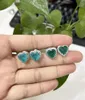 Studörhängen Eyika Wholesale Fashion Luxury Zircon Heart For Women Jewelry Holiday Gift Green Blue Paraiba Fusion Stone Earring