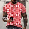 Mannen T-shirts Straat T-shirts Kerst Patroon Outfit Korte Mouw Mode O Hals Tops Oversized Harajuku 3D Afdrukken T-shirt