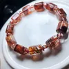 Bracelet Naturel Rouge Feu Quartz Hématoïde Cube Bracelet À La Main Cristal Bijoux Stretch Enfants Cadeau D'anniversaire 1 pcs 10 MM