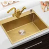 Bacia única de aço inoxidável nano ouro, pias de cozinha divisor de pia de cozinha multifuncional placa de mesa pia bacia escorredor cesta
