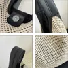 QTKJ Bolsa de ombro de palha tecida à mão Boho Black Leather Top Handle Tote Retro Summer Beach Bag Holiday Travel HKD230807