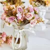 Dekorative Blumen 10 Köpfe 30 cm Retro Seidenrosenstrauß Künstliche Pfingstrose Vintage Braut mit Blumen Home Hochzeitsdekor Fake