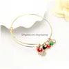 Charm Bracelets Korean Expandable Wire Bangle With Hand Of Fatima Red Black Green Evil Eye Stretch For Women Ladies Fashion Craft Drop Dh5Zp