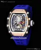 21-01 Tourbillon Aerodyne Automatic Mens Watch Two Tone Fiber Carbon Rose Gold Skeleton Dial Oranje rubberen band Super Version Herrenuhr Reloj Hombre Puretime h8