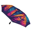 Umbrellas Panda 3 Fold Auto Umbrella Vintage Illustration Portable Wind Resistant Carbon Fiber Frame For Men Women