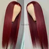 Parrucche senza cappuccio per capelli umani Peruviano 99J Parrucche frontali in pizzo 13x4 color rosso bordeaux Parrucche per capelli umani per donne Pre pizzicate Parrucca frontale in pizzo trasparente HD Glueless x0802