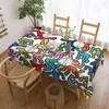 Table Cloth Rectangular Waterproof Oil-Proof Haring Keith Haringheart Tablecloth Covers 45"-50" Fit Pattern