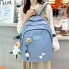 Aufbewahrungstaschen, japanischer neutraler Stil, reine Farbe, Schultasche, weiblich, koreanisches Mädchen, Herz, Highschool-Studenten, College-Wind, große Kapazität