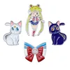 Pins Brooches Harong Sailor Moon Brooch Sailor Suit Bow Magic Cat Luna Enamel Pins Badge for Girl Anime Kawaii Jewelry Backpack Hat Collar Pin HKD230807