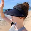 Wide Brim Hats 6 Candy Color Large Empty Top Visor Caps With Fan UV Protection Women Summer Outdoor Fishing Hiking Travel Camping Sun Hat