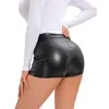 Pantaloncini da donna Inverno Abbigliamento donna Pantalones Cortos Mini Short Mujer Vetement Femme Sexy PU Vita alta Pantaloni stretti in pelle elasticizzata