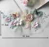 Chinese Products Embroidery Floral Butterfly Lace Applique Patch Delicate Pearl Lace Wedding Clothing Decoration Sewing DIY R230807