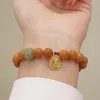 Strand Natural Advanced Old Weathered Bodhi Bracelet Chicken Oil Yellow Buddha Beads