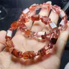 Bracelet Naturel Rouge Feu Quartz Hématoïde Cube Bracelet À La Main Cristal Bijoux Stretch Enfants Cadeau D'anniversaire 1 pcs 10 MM