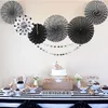 Party Decoration Orange Black White Halloween Decorations Hanging Paper Fans Pompom Flowers Tissue Tassel Garland för Carnivals Decor