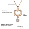 Colares com pingente moda rosa ouro cor corrente colar de cristal zircão lindo coração pingentes jóias para presente feminino
