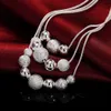 925 Sterling Silver Retro Frosted round beads Snake chain Necklace for woman classic Jewelry fashion Christmas gifts L230704