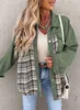 Autumn Winter Womens Denim Jacket Long Sleeve Coats Woman Plaid Button Shirt Jackets Jeans Top Coat