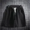 Shorts pour hommes mode taille élastique avec cordon de serrage vêtements de sport couleur unie coton lin pantalons courts décontractés vêtements d'été