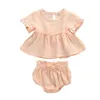 Completi di abbigliamento 0-24 M Summer Born Infant Neonate Vestiti Soft Ruffles T-shirt manica corta Top Pantaloncini Abiti Costumi